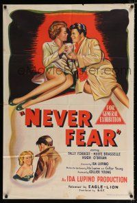 1y608 NEVER FEAR Aust 1sh '50 Ida Lupino, Sally Forrest doesn't stop loving when things go wrong!