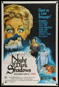 1y612 NIGHT OF DARK SHADOWS Aust 1sh '71 wild freaky art of the woman hung as a witch 200 years ago!