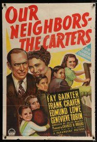 1y616 OUR NEIGHBORS - THE CARTERS Aust 1sh '39 Fay Bainter & Frank Craven w/lots of kids!