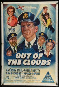 1y618 OUT OF THE CLOUDS Aust 1sh '57 airplane pilot Anthony Steel, James Robertson Justice