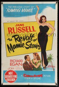 1y632 REVOLT OF MAMIE STOVER Aust 1sh '56 full-length artwork of super sexy Jane Russell!