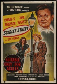 1y643 SCARLET STREET Aust 1sh '45 Fritz Lang noir, Edward G. Robinson, Joan Bennett, Dan Duryea