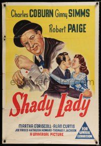 1y648 SHADY LADY Aust 1sh '45 Charles Coburn cheats at gambling with an ace up his sleeve!