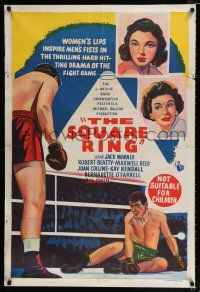 1y660 SQUARE RING Aust 1sh '53 art of boxer Robert Beatty in boxing ring + sexy Kay Kendall!
