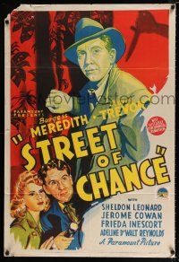 1y665 STREET OF CHANCE Aust 1sh '42 Burgess Meredith, Claire Trevor, Cornell Woolrich film noir!