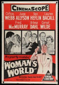 1y687 WOMAN'S WORLD Aust 1sh '54 June Allyson, Clifton Webb, Van Heflin, Lauren Bacall, MacMurray