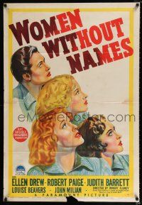 1y688 WOMEN WITHOUT NAMES Aust 1sh '40 great artwork of Ellen Drew & her fellow female convicts!