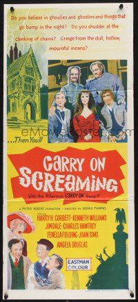 1y722 CARRY ON SCREAMING Aust daybill '66 English sexy horror comedy, cool different art!
