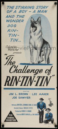 1y724 CHALLENGE OF RIN TIN TIN Aust daybill '57 artwork of German Shepherd hero Rin Tin Tin!