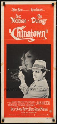 1y725 CHINATOWN Aust daybill '75 Amsel art of smoking Nicholson & Faye Dunaway, Roman Polanski!