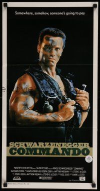1y728 COMMANDO Aust daybill '85 Arnold Schwarzenegger is going to make someone pay!