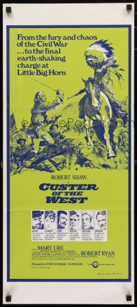 1y736 CUSTER OF THE WEST Aust daybill '68 art of Robert Shaw at the Battle of Little Big Horn!