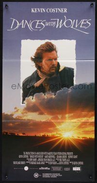 1y737 DANCES WITH WOLVES Aust daybill '91 different image of Kevin Costner in sky over clouds!