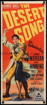 1y742 DESERT SONG Aust daybill '44 Oscar Hammerstein II musical, Dennis Morgan, Irene Manning!