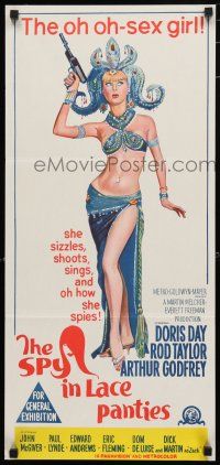 1y765 GLASS BOTTOM BOAT Aust daybill '66 sexy mermaid Doris Day is The Spy in Lace Panties!