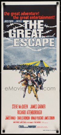 1y772 GREAT ESCAPE Aust daybill '63 Steve McQueen, Charles Bronson, Sturges' WWII prison classic!