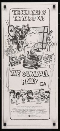 1y030 GUMBALL RALLY New Zealand daybill '76 Michael Sarrazin, wacky different car racing art!