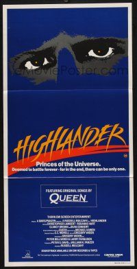 1y777 HIGHLANDER Aust daybill '86 Christopher Lambert, Roxanne Hart, Sean Connery