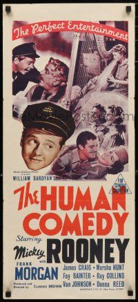 1y783 HUMAN COMEDY Aust daybill '43 Mickey Rooney & Butch Jenkins, from William Saroyan story!