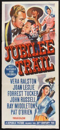 1y793 JUBILEE TRAIL Aust daybill '54 sexy Vera Ralston, Joan Leslie, Forrest Tucker!