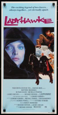 1y796 LADYHAWKE Aust daybill '85 different image of Michelle Pfeiffer & young Matthew Broderick!