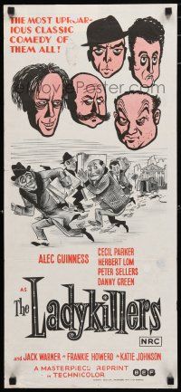 1y797 LADYKILLERS Aust daybill R72 cool art of guiding genius Alec Guinness, gangsters!