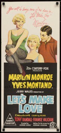 1y802 LET'S MAKE LOVE Aust daybill '60 different artwork of sexy Marilyn Monroe & Yves Montand!