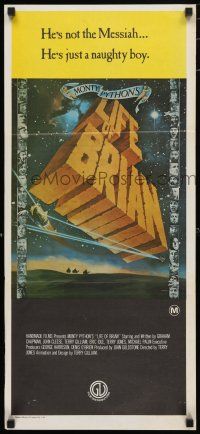 1y803 LIFE OF BRIAN Aust daybill '79 Monty Python, he's not the Messiah, he's just a naughty boy!