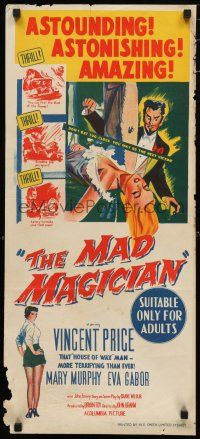 1y815 MAD MAGICIAN Aust daybill '54 Vincent Price as crazy magician who performs dangerous tricks!