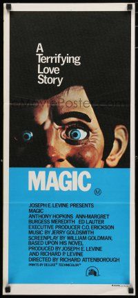 1y816 MAGIC Aust daybill '78 Richard Attenborough, ventriloquist Anthony Hopkins, creepy image!