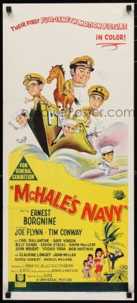 1y824 McHALE'S NAVY Aust daybill '64 great hand litho of Ernest Borgnine & Tim Conway!