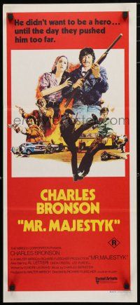 1y838 MR. MAJESTYK Aust daybill '74 cool artwork of Charles Bronson, written by Elmore Leonard!