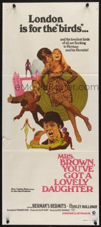 1y840 MRS BROWN YOU'VE GOT A LOVELY DAUGHTER Aust daybill '68 different image of Noone & cast!