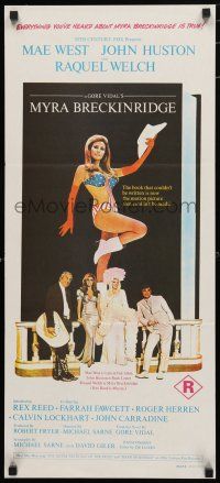 1y845 MYRA BRECKINRIDGE Aust daybill '70 John Huston, Mae West & Raquel Welch in patriotic outfit!