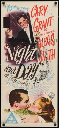 1y849 NIGHT & DAY Aust daybill '46 Cary Grant as composer Cole Porter who loves sexy Alexis Smith!
