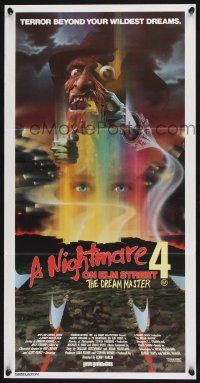 1y855 NIGHTMARE ON ELM STREET 4 Aust daybill '89 art of Englund as Freddy Krueger by Matthew Peak!