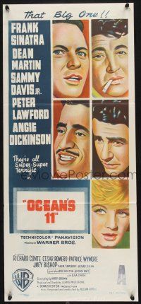 1y859 OCEAN'S 11 Aust daybill '60 Sinatra, Martin, Davis Jr., Dickinson, Lawford, Rat Pack!