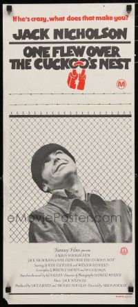1y863 ONE FLEW OVER THE CUCKOO'S NEST Aust daybill '75 great c/u of Jack Nicholson, Forman classic
