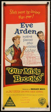 1y865 OUR MISS BROOKS Aust daybill '56 school teacher Eve Arden is making passes after classes!