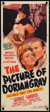 1y875 PICTURE OF DORIAN GRAY Aust daybill '45 George Sanders, Hatfield, pretty Donna Reed!