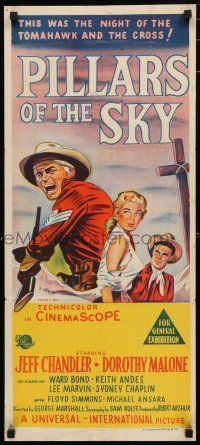 1y876 PILLARS OF THE SKY Aust daybill '56 art of soldier Jeff Chandler & pretty Dorothy Malone!