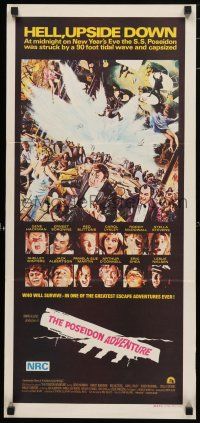 1y879 POSEIDON ADVENTURE Aust daybill '72 Gene Hackman & Stella Stevens escaping by Mort Kunstler!