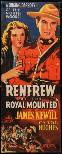 1y888 RENFREW OF THE ROYAL MOUNTED long Aust daybill '37 art of Mountie James Newill & Carol Hughes