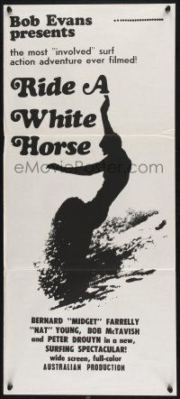 1y890 RIDE A WHITE HORSE Aust daybill '68 the most involved surf action adventure ever filmed!