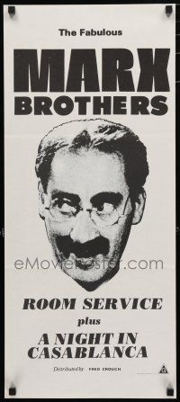 1y899 ROOM SERVICE/NIGHT IN CASABLANCA Aust daybill '70s great headshot image of Groucho Marx!