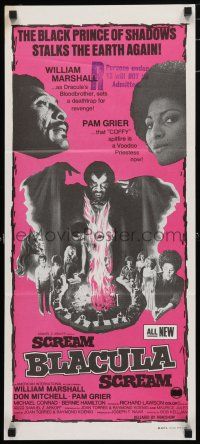 1y906 SCREAM BLACULA SCREAM Aust daybill '73 image of black vampire William Marshall & Pam Grier!