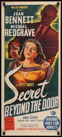 1y909 SECRET BEYOND THE DOOR Aust daybill '47 Joan Bennett, Michael Redgrave, Fritz Lang film noir