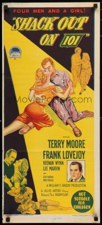 1y912 SHACK OUT ON 101 Aust daybill '56 Richardson Studio art of Terry Moore & Lee Marvin!