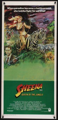 1y916 SHEENA Aust daybill '84 sexy Queen of the Jungle Tanya Roberts riding zebra in Africa!