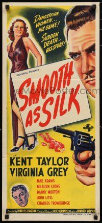 1y932 SMOOTH AS SILK Aust daybill '46 Kent Taylor, dangerous women were his game!